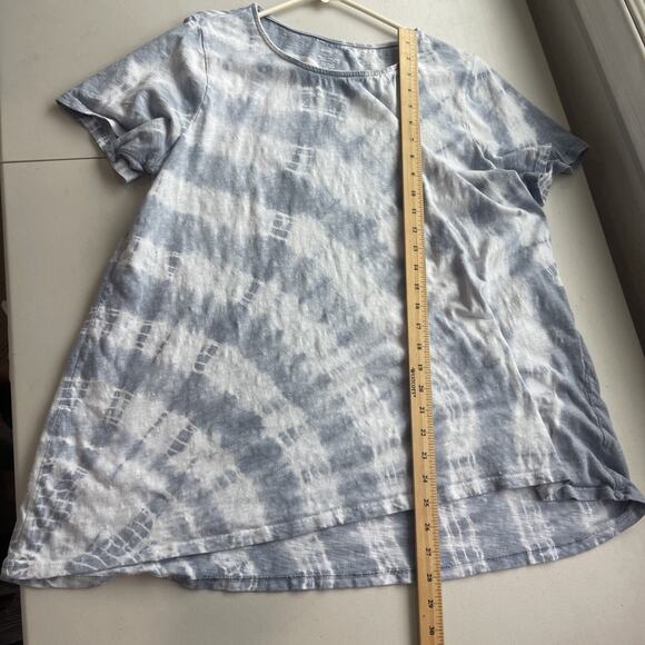 J Jill Pure Jill Shirt SZ 1X Gray White Scoop Neck Elliptical Tie Dye Tee Cotton - Picture 7 of 9